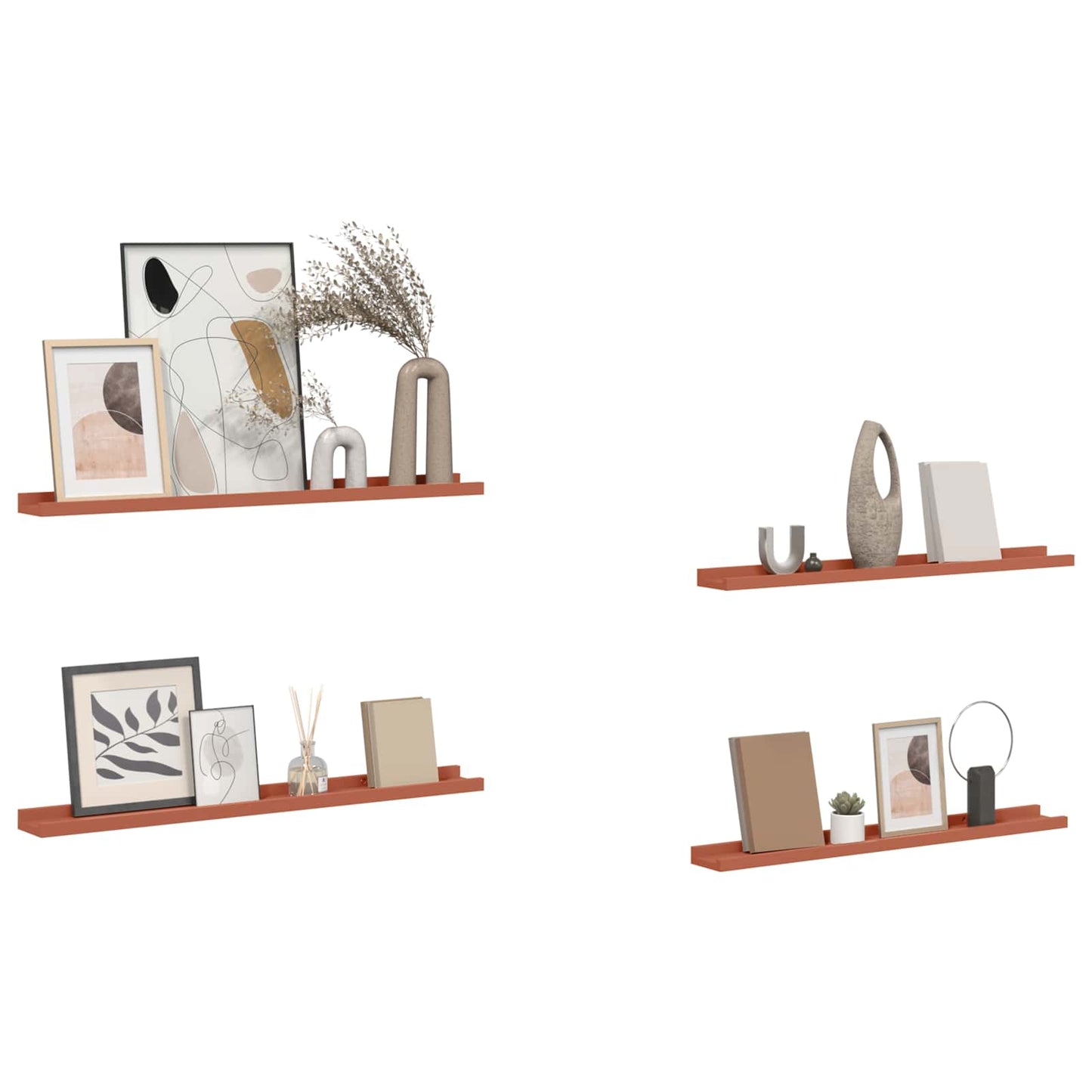 Wall Shelf with Shelf 4 pcs Red 80 x 9 x 3 cm Engineered Wood
