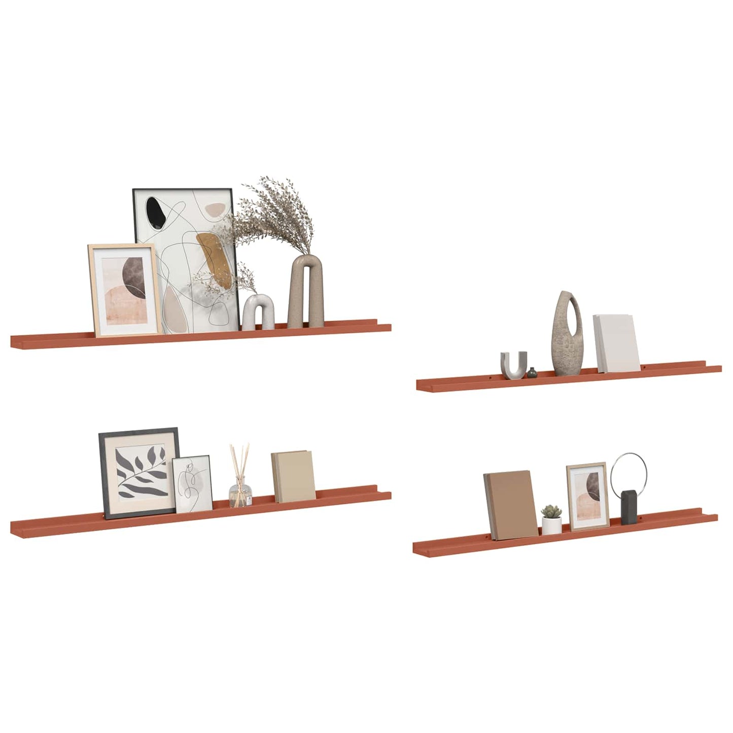 Wall Shelf with Shelf 4 pcs Red 115 x 9 x 3 cm Engineered Wood