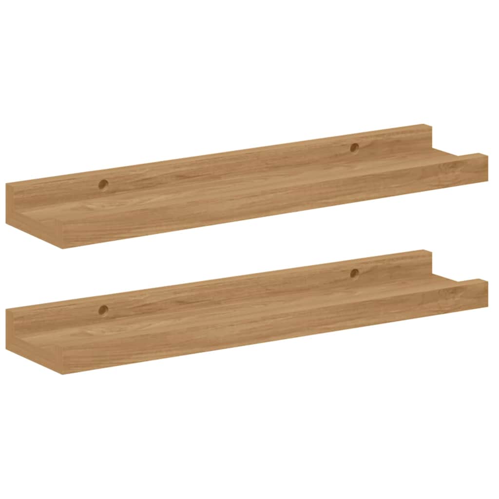 Wall Shelf with Shelf 2 pcs Brown 40 x 9 x 3 cm Engineered Wood