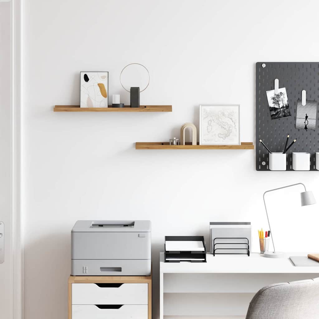 Wall Shelf with Shelf 2 pcs Brown 60 x 9 x 3 cm Engineered Wood
