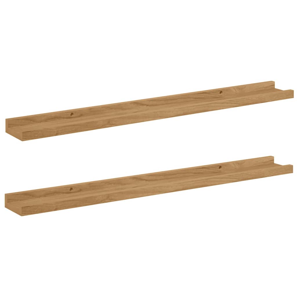 Wall Shelf with Shelf 2 pcs Brown 80 x 9 x 3 cm Engineered Wood