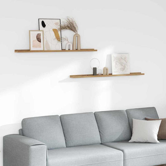 Wall Shelf 2 pcs Brown 115 x 9 x 3 cm Engineered Wood