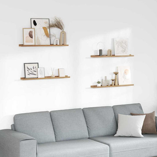 Wall Shelf 4 pcs Brown 80 x 9 x 3 cm Engineered Wood