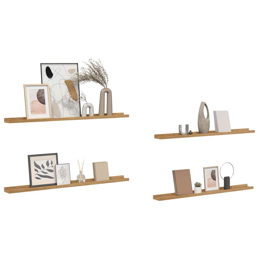 Wall Shelf 4 pcs Brown 100 x 9 x 3 cm Engineered Wood