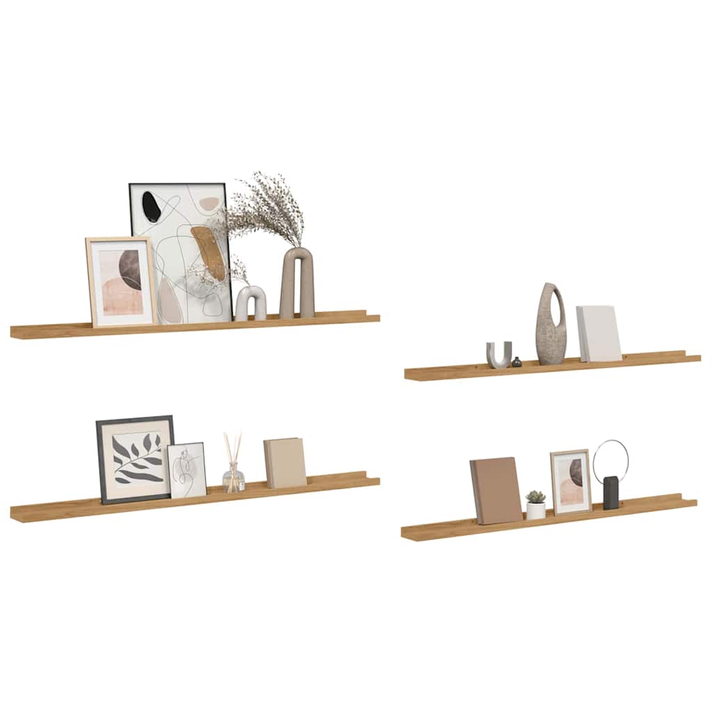 Wall Shelf 4 pcs Brown 115 x 9 x 3 cm Engineered Wood