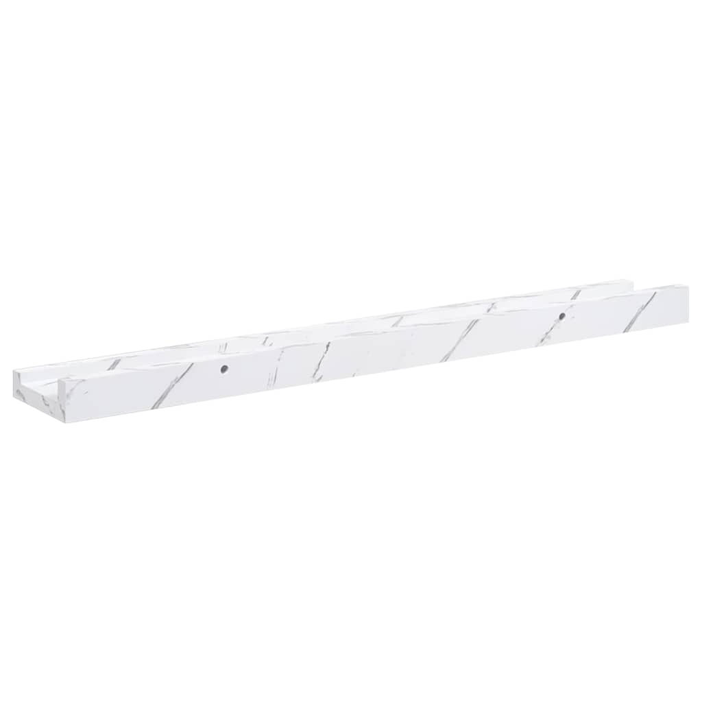 Wall Shelf 2 pcs White Marble 60 x 9 x 3 cm Engineered Wood