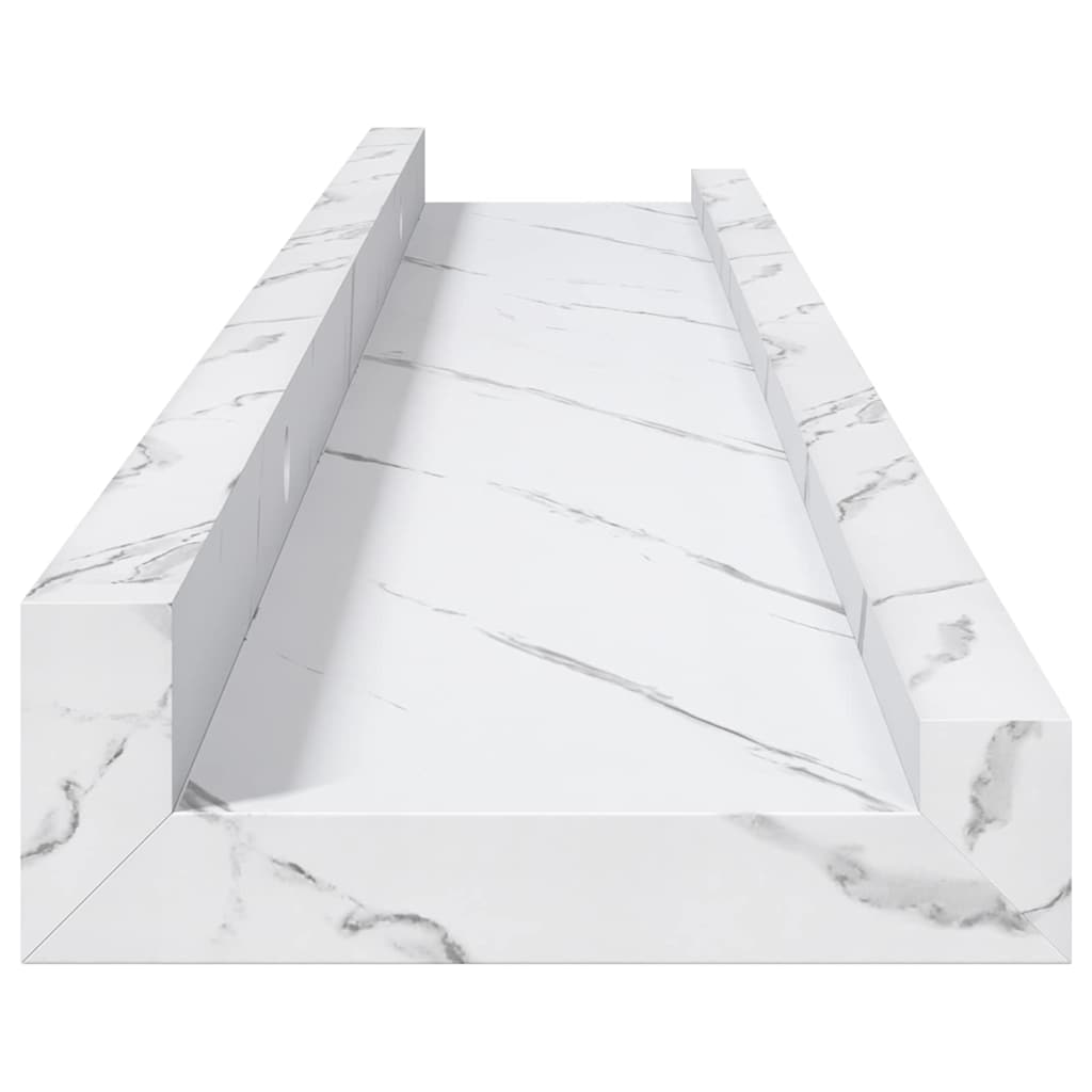 Wall Shelf 2 pcs White Marble 60 x 9 x 3 cm Engineered Wood