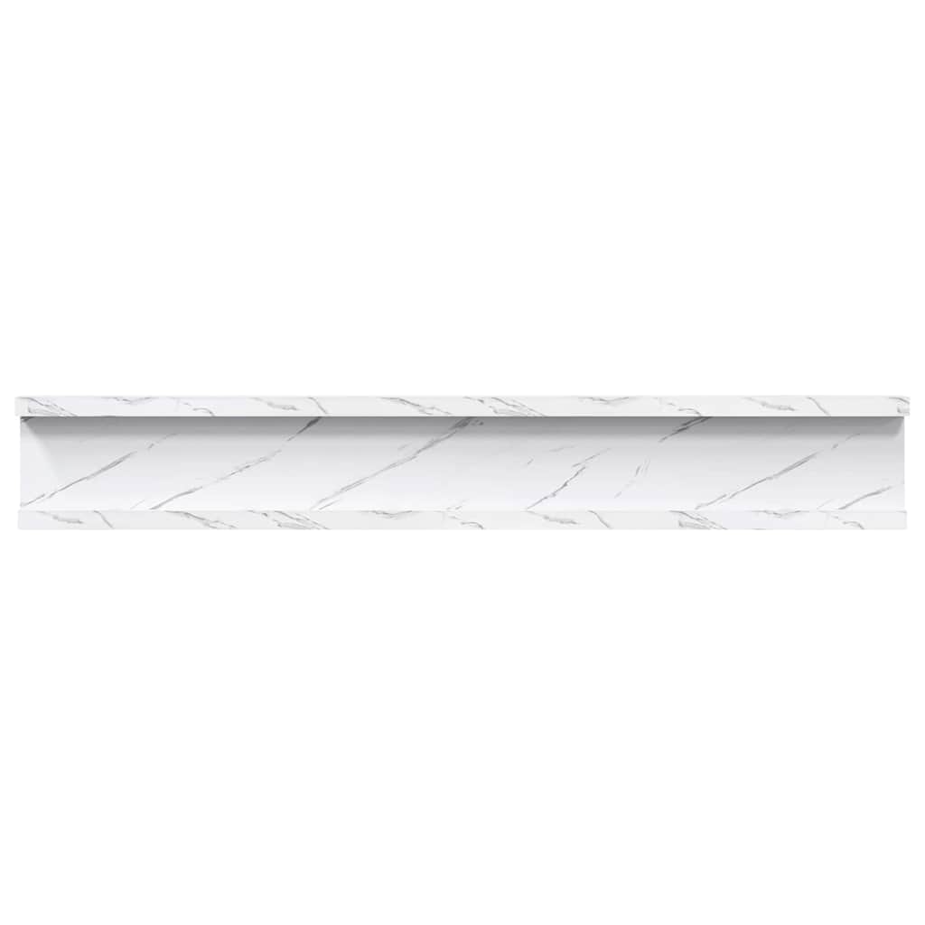 Wall Shelf 2 pcs White Marble 60 x 9 x 3 cm Engineered Wood