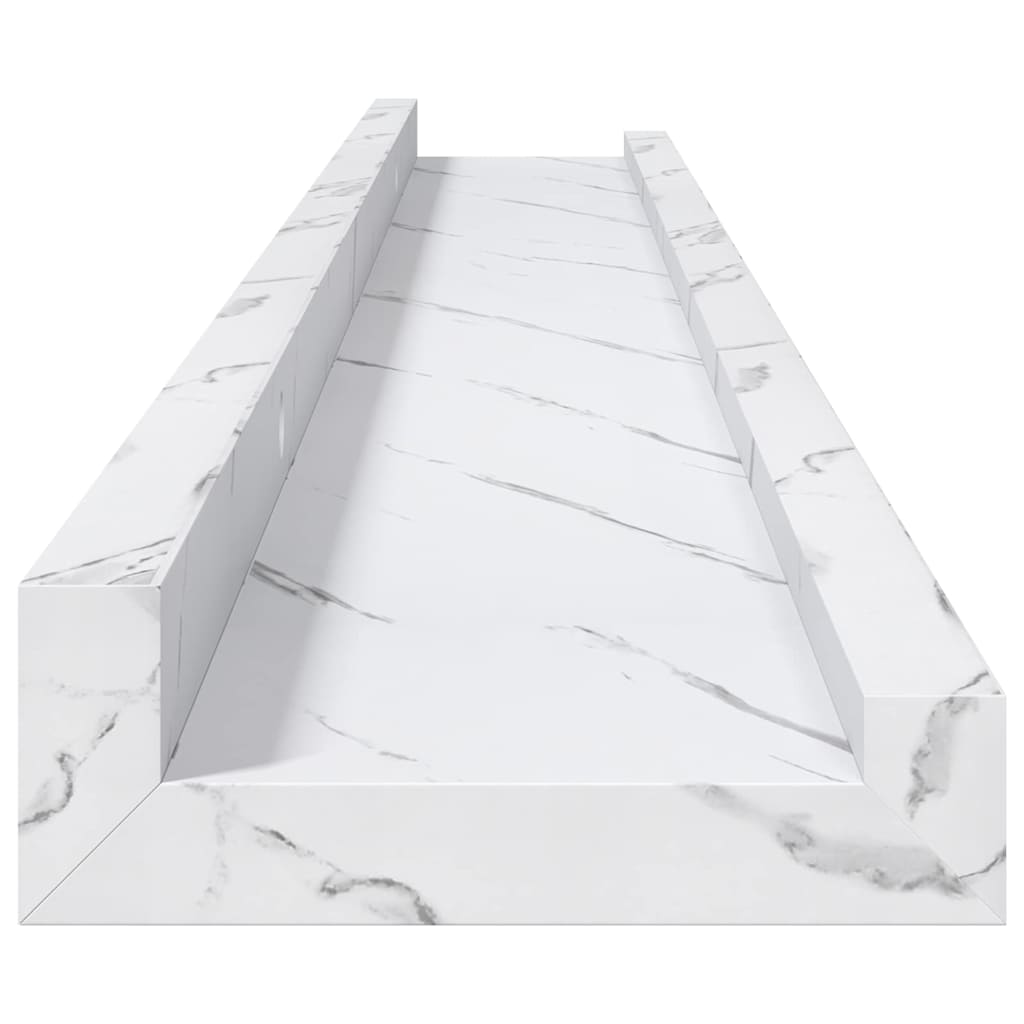 Wall Shelf 2 pcs White Marble 80 x 9 x 3 cm Engineered Wood