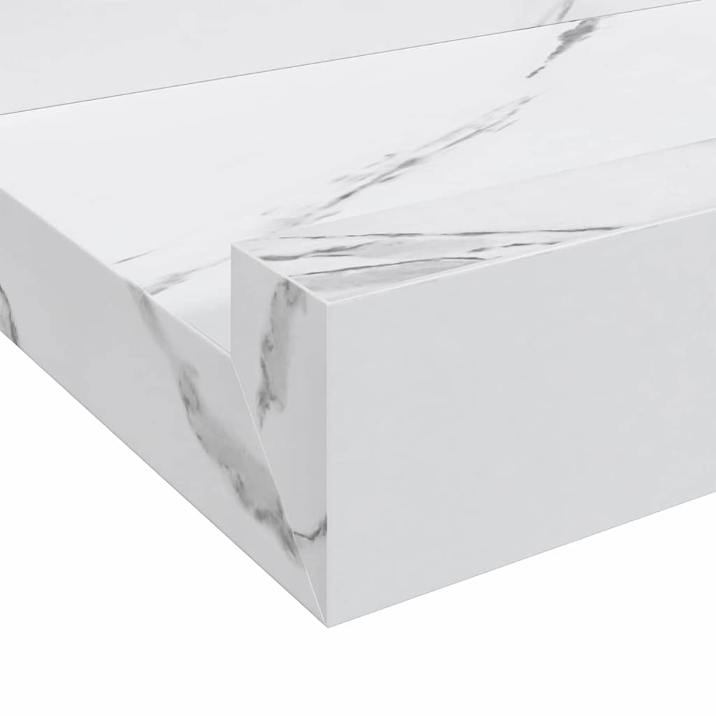Wall Shelf 2 pcs White Marble 100 x 9 x 3 cm Engineered Wood