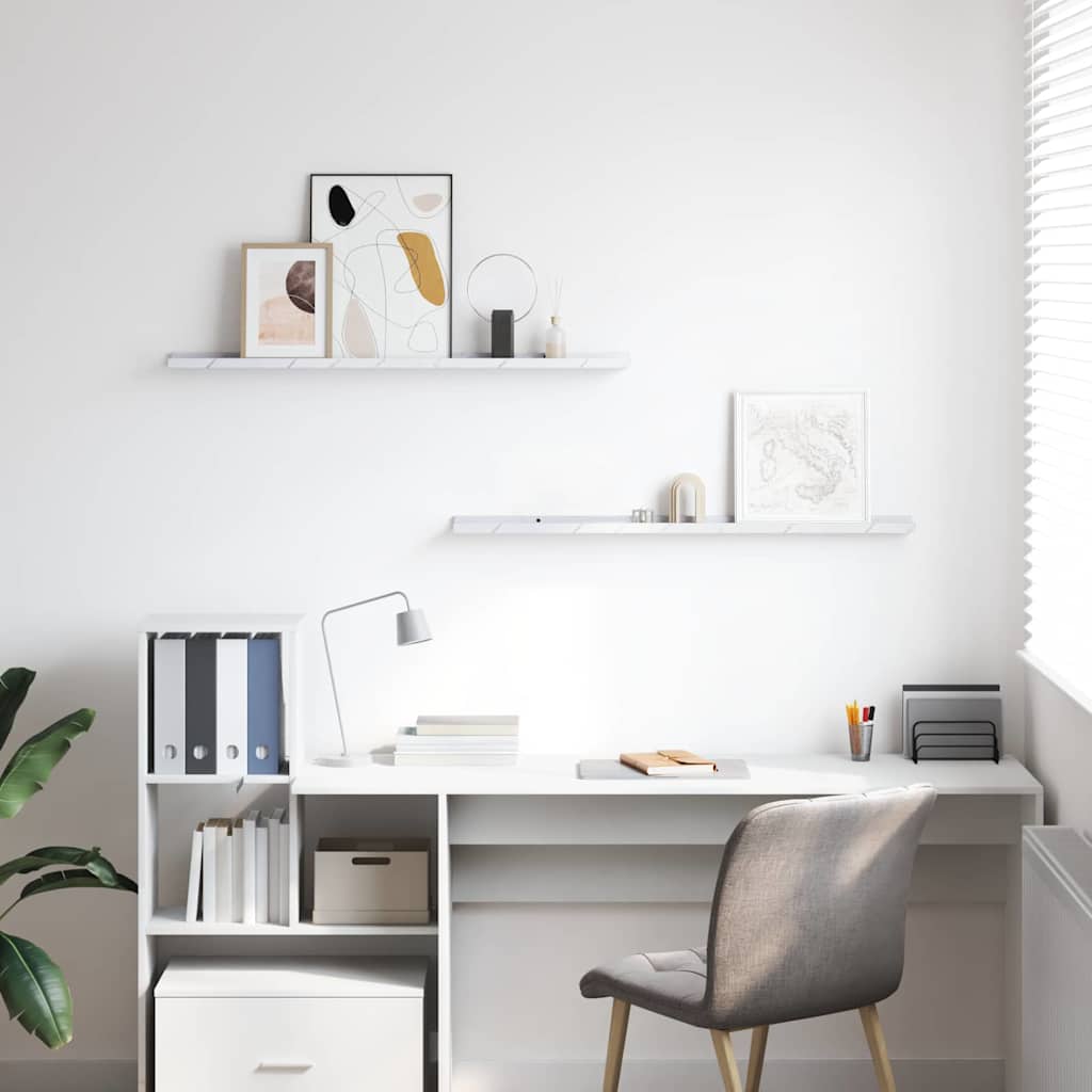 Wall Shelf 2 pcs White Marble 100 x 9 x 3 cm Engineered Wood