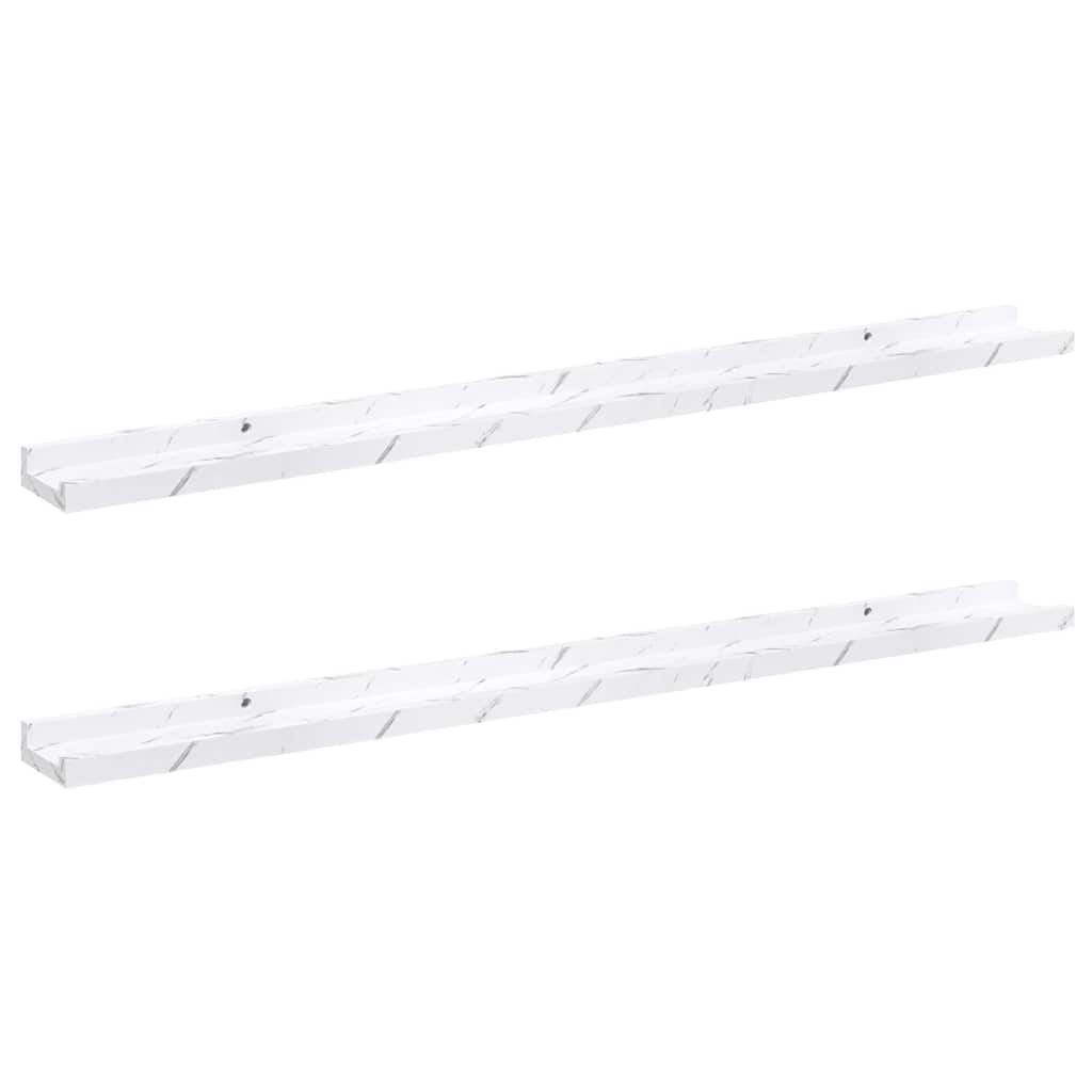 Wall Shelf 2 pcs White Marble 100 x 9 x 3 cm Engineered Wood