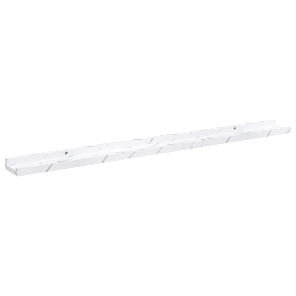 Wall Shelf 2 pcs White Marble 100 x 9 x 3 cm Engineered Wood