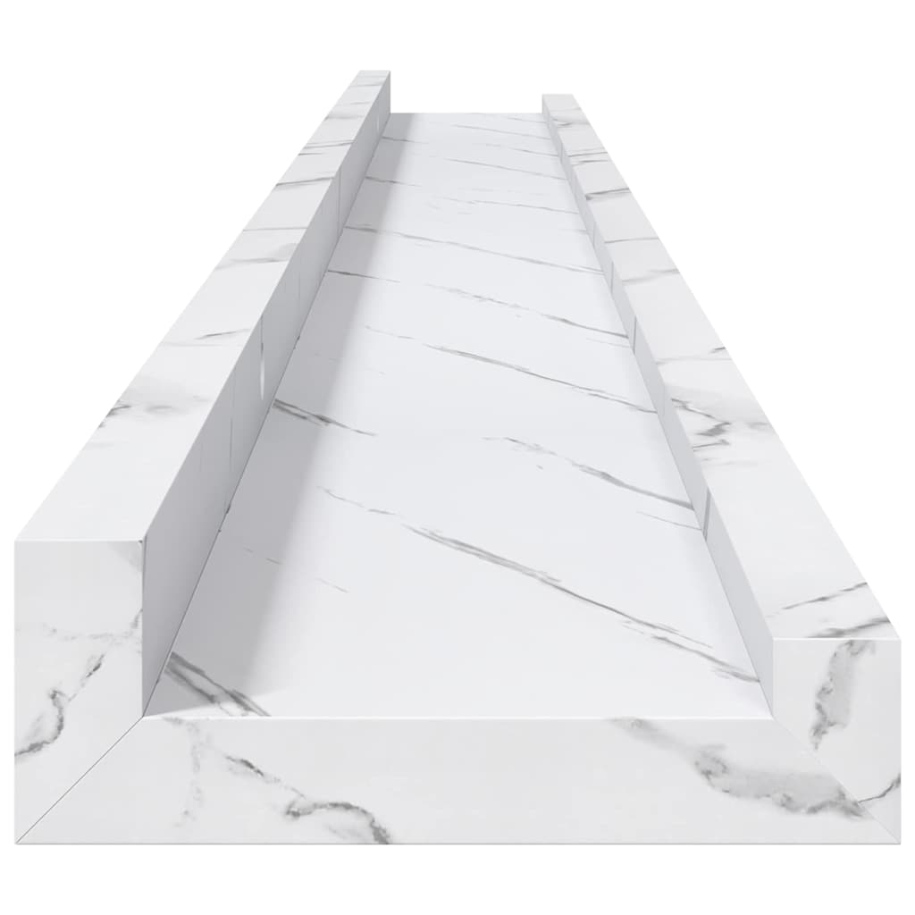 Wall Shelf 2 pcs White Marble 100 x 9 x 3 cm Engineered Wood