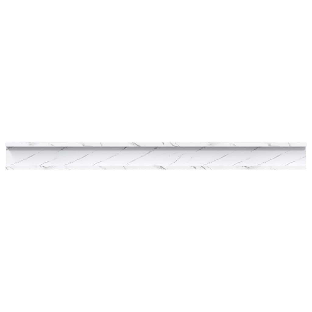 Wall Shelf 2 pcs White Marble 100 x 9 x 3 cm Engineered Wood