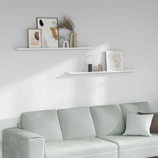 Wall Shelf 2 pcs White Marble 115 x 9 x 3 cm Engineered Wood