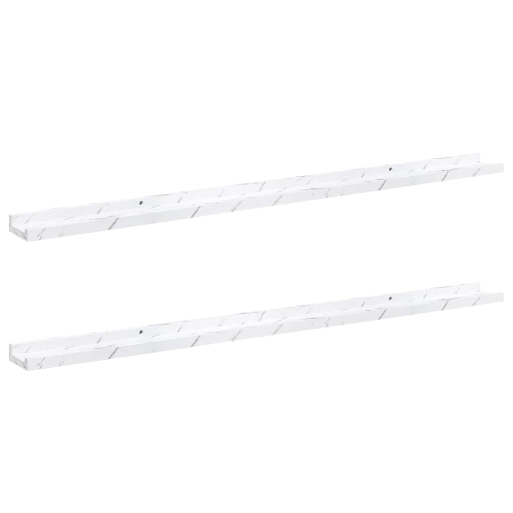 Wall Shelf 2 pcs White Marble 115 x 9 x 3 cm Engineered Wood