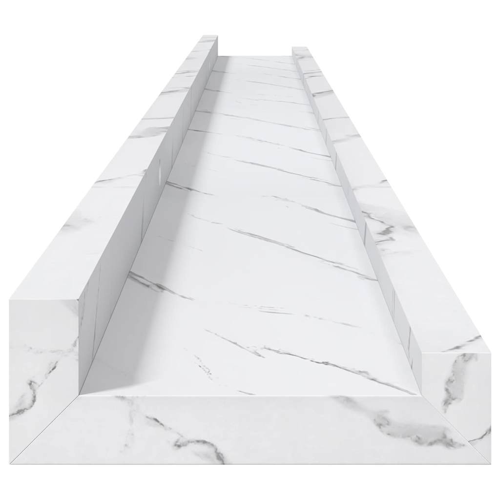 Wall Shelf 2 pcs White Marble 115 x 9 x 3 cm Engineered Wood