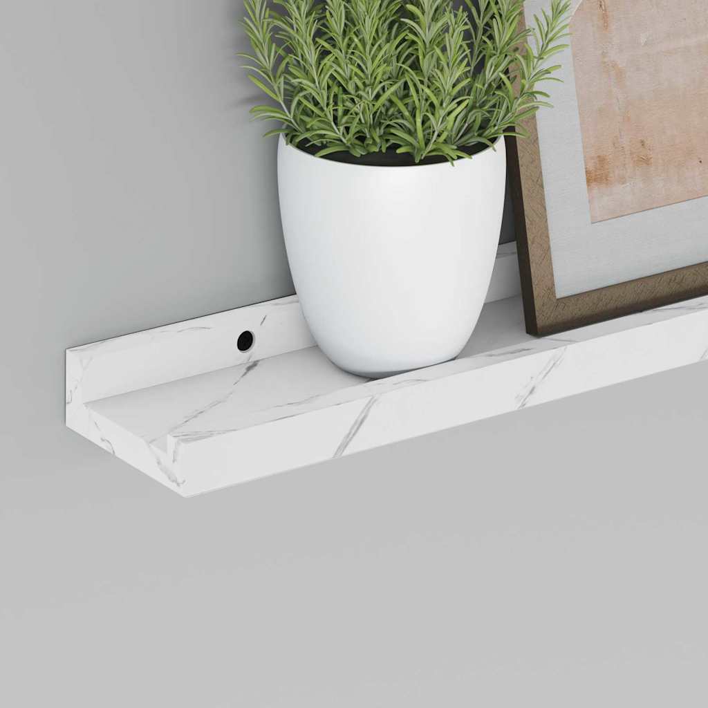Wall Shelf 4 pcs White Marble 40 x 9 x 3 cm Engineered Wood
