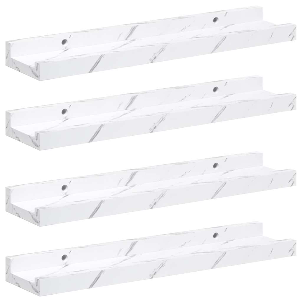Wall Shelf 4 pcs White Marble 40 x 9 x 3 cm Engineered Wood
