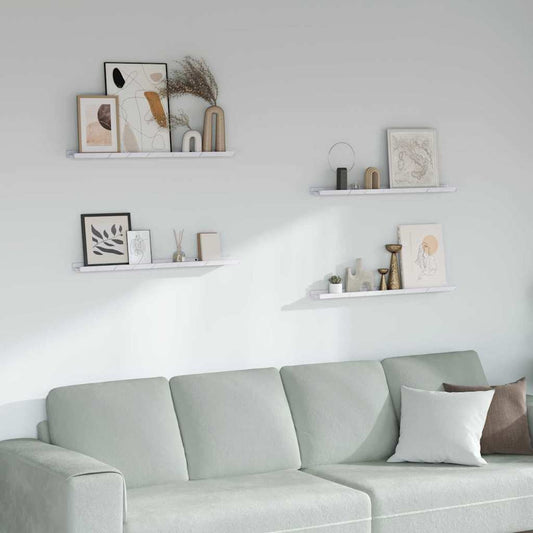 Wall Shelf 4 pcs White Marble 80 x 9 x 3 cm Engineered Wood