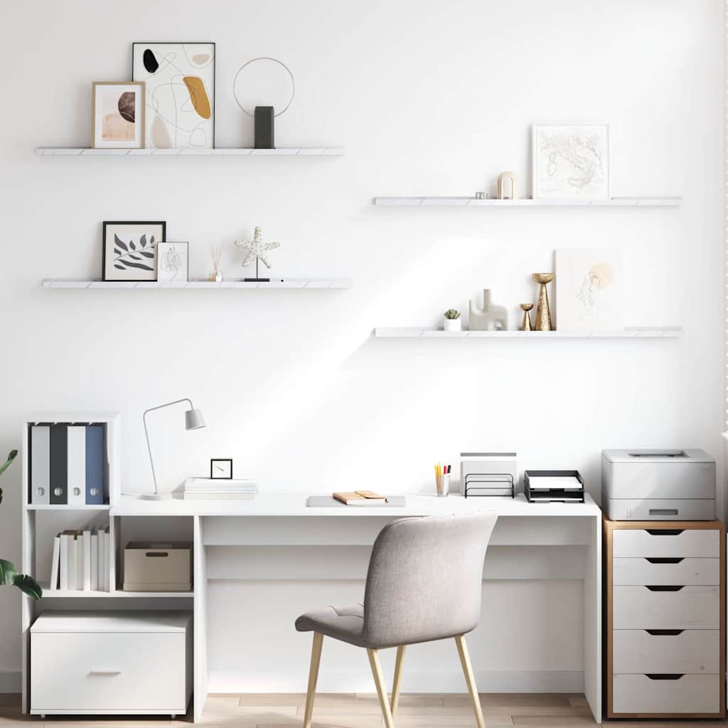 Wall Shelf 4 pcs White Marble 115 x 9 x 3 cm Engineered Wood