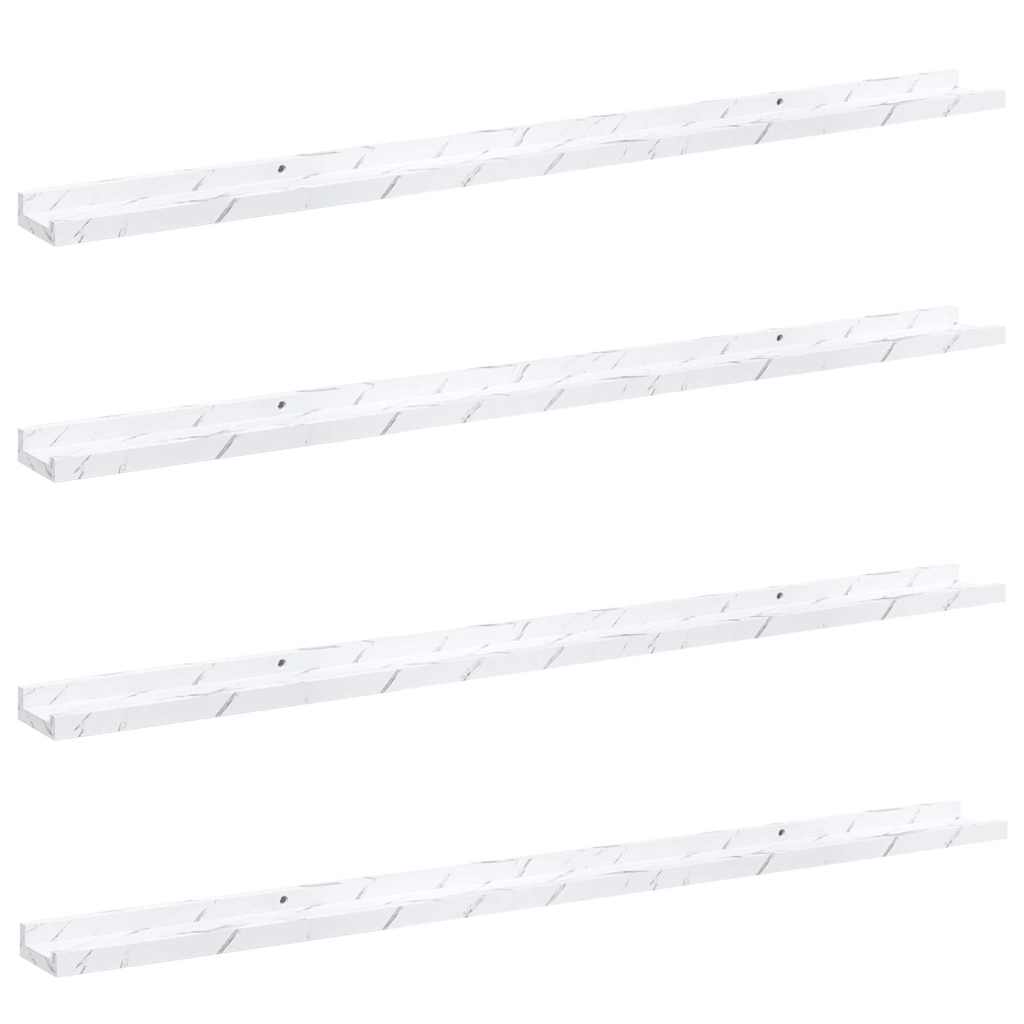 Wall Shelf 4 pcs White Marble 115 x 9 x 3 cm Engineered Wood