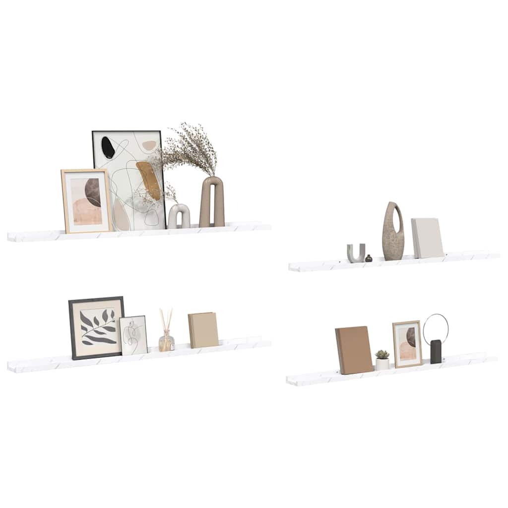 Wall Shelf 4 pcs White Marble 115 x 9 x 3 cm Engineered Wood