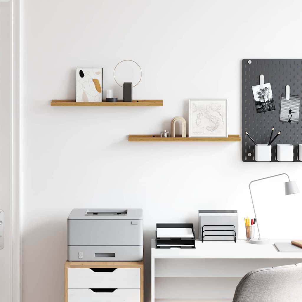 Wall Shelf with Shelf 2 pcs Beige 60 x 9 x 3 cm Engineered Wood
