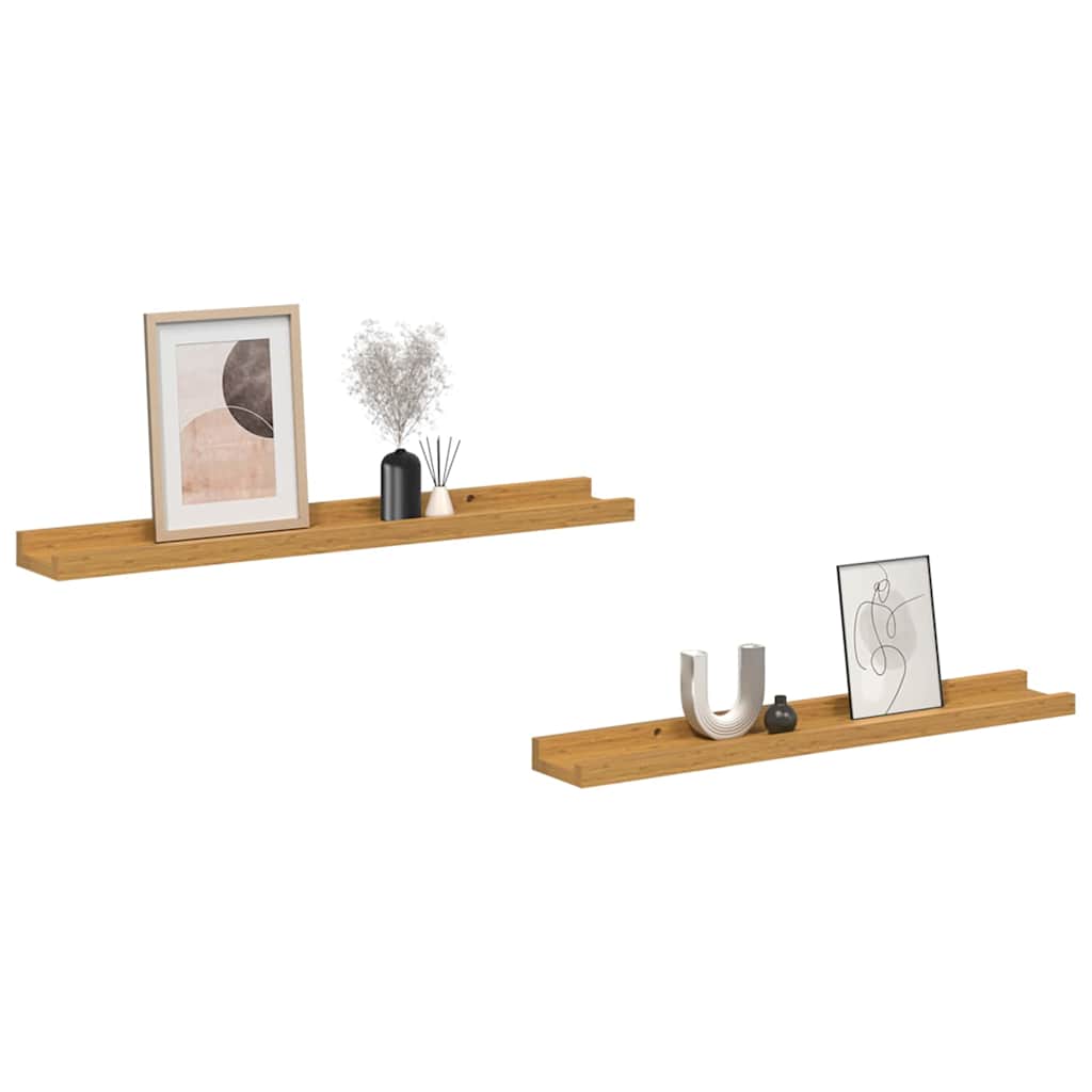 Wall Shelf with Shelf 2 pcs Beige 60 x 9 x 3 cm Engineered Wood