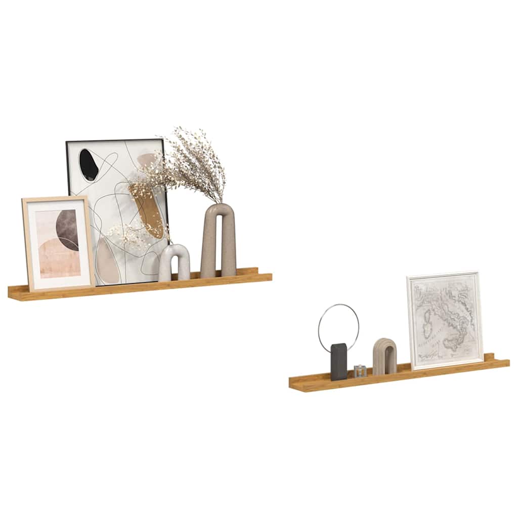 Wall Shelf with Shelf 2 pcs Beige 80 x 9 x 3 cm Engineered Wood