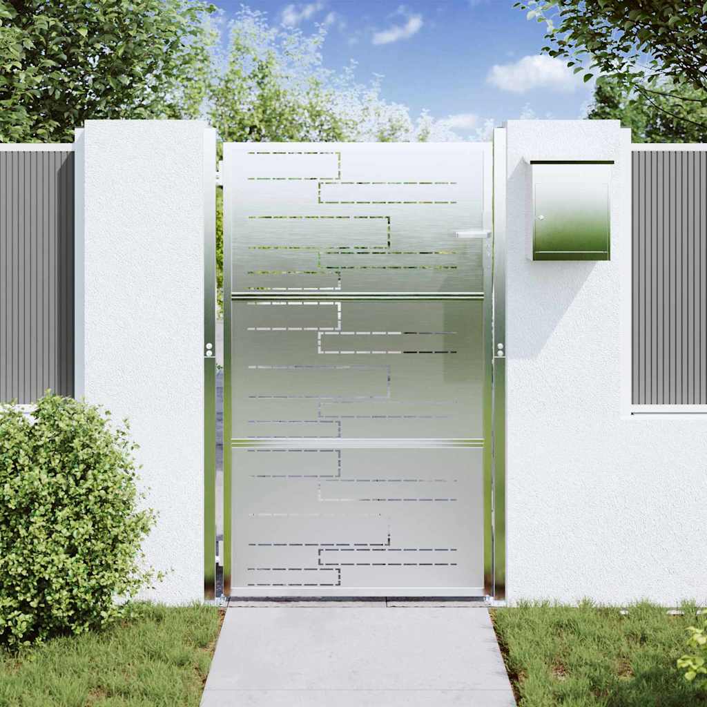 Garden Gate with Lock Silver 85 x 144 cm Stainless Steel