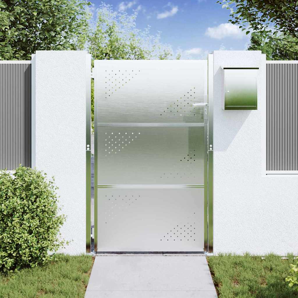 Garden Gate with Lock Silver 85 x 144 cm Stainless Steel