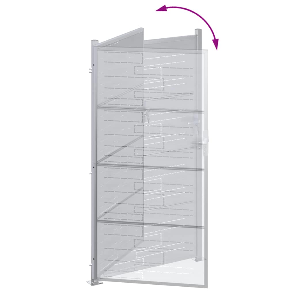 Garden Gate 85 x 174 cm Stainless Steel Silver Lockable