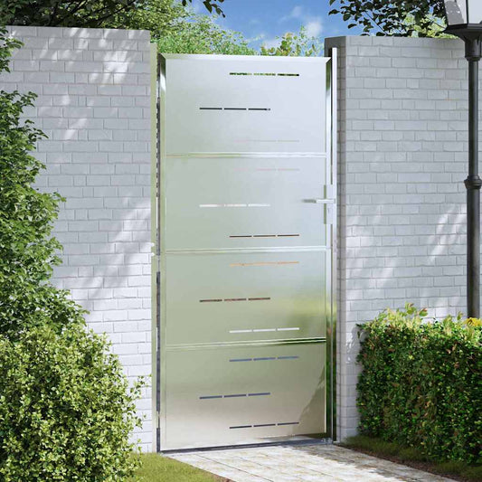 Garden Gate 85 x 174 cm Stainless Steel Silver Lockable