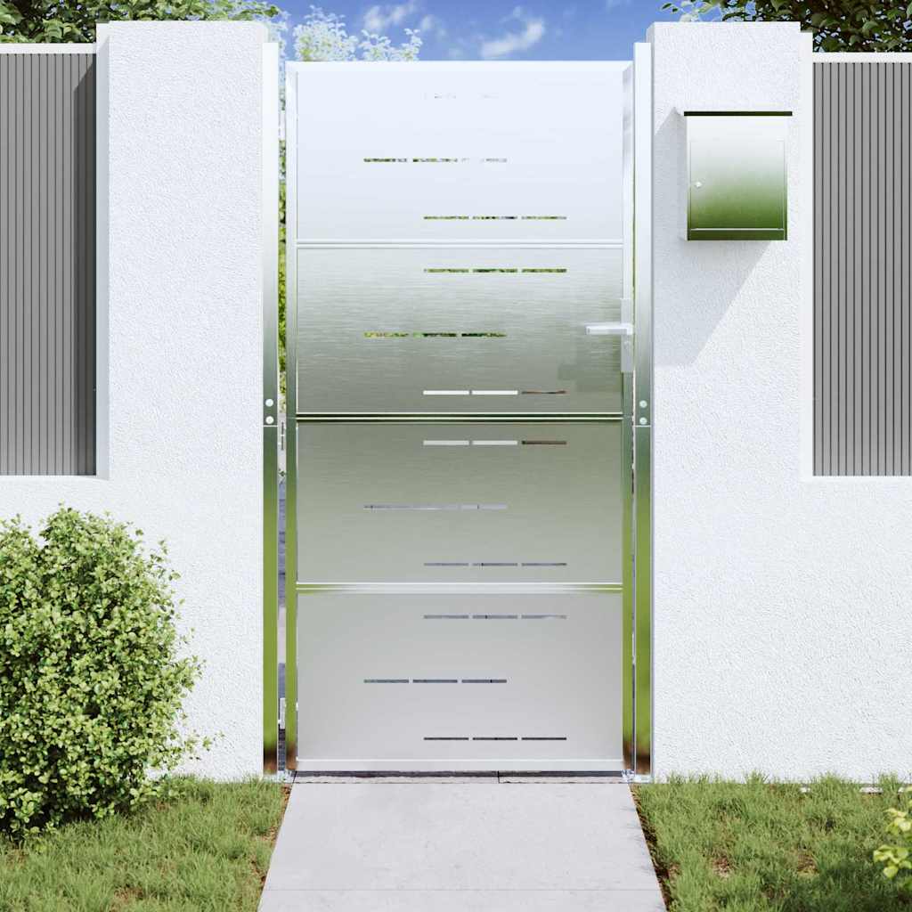 Garden Gate 85 x 174 cm Stainless Steel Silver Lockable