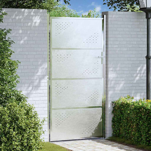 Garden Gate 85 x 174 cm Stainless Steel Silver Lockable