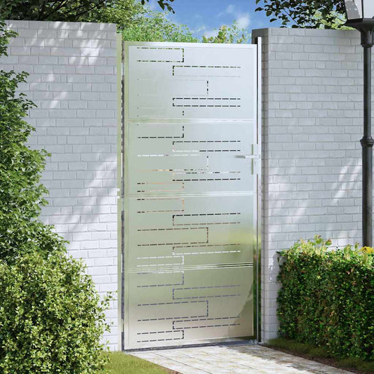 Garden Gate 85 x 196 cm Stainless Steel Silver Lockable
