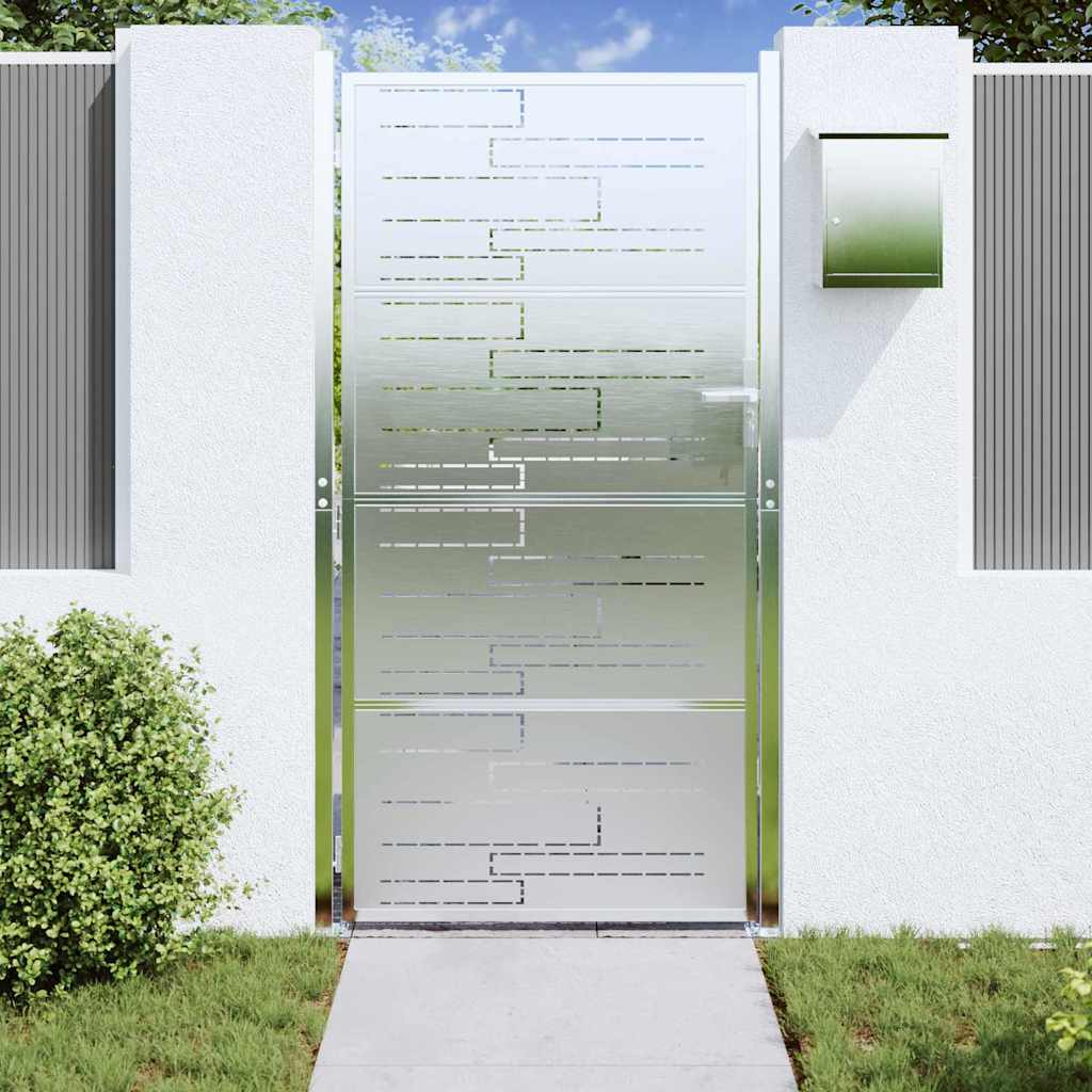 Garden Gate 85 x 196 cm Stainless Steel Silver Lockable