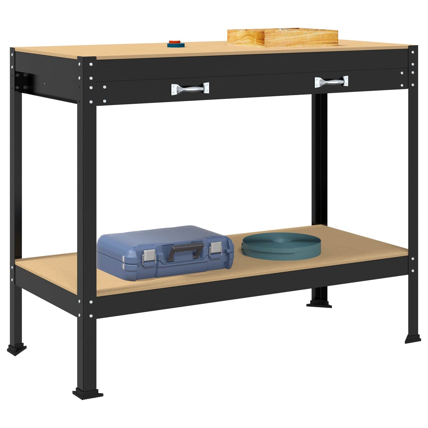 Workbench Black 114 x 54 x 91 cm Engineered Wood and Metal