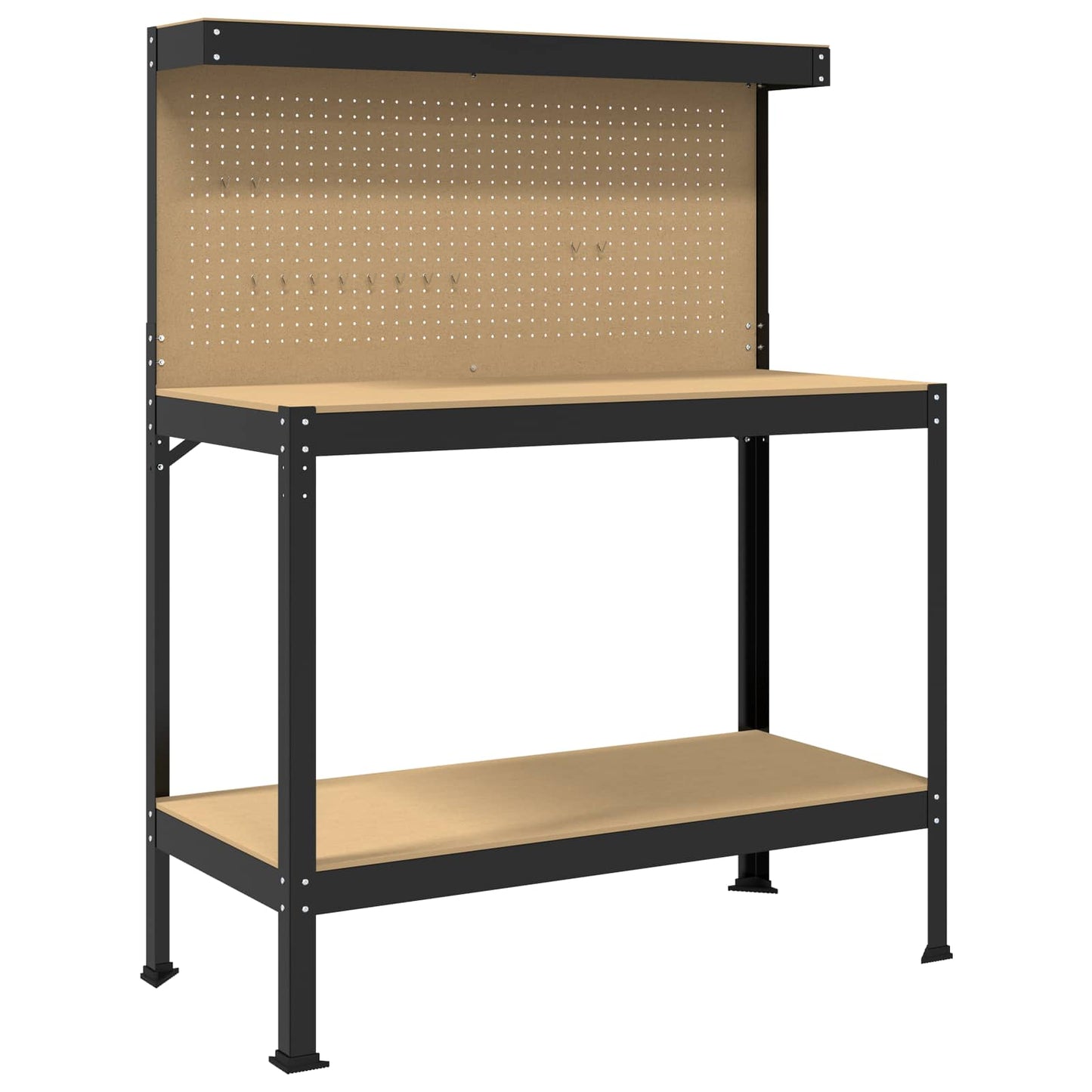 Workbench Black 114 x 54 x 145 cm Engineered Wood and Metal