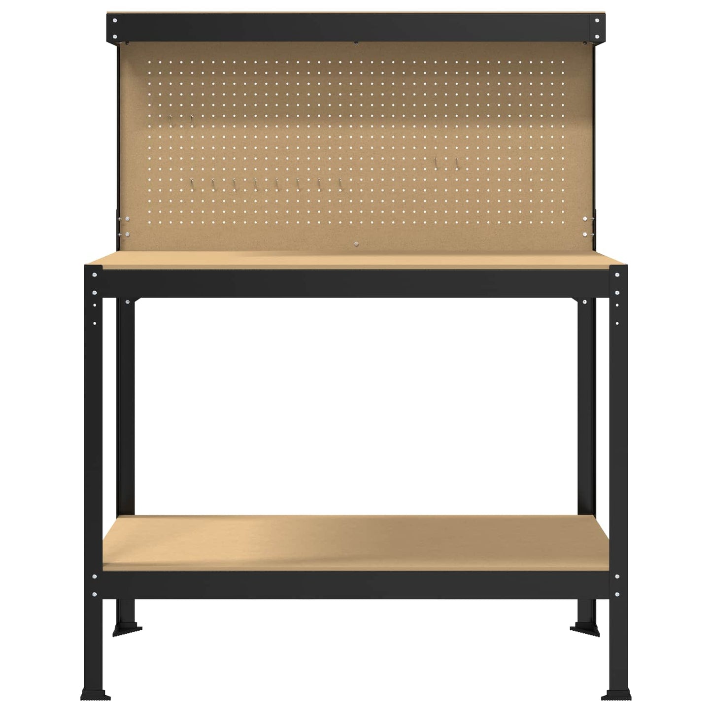 Workbench Black 114 x 54 x 145 cm Engineered Wood and Metal
