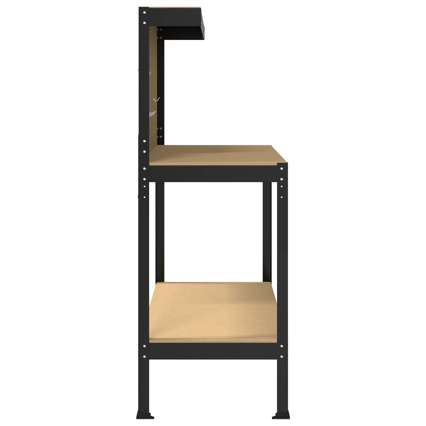 Workbench Black 114 x 54 x 145 cm Engineered Wood and Metal