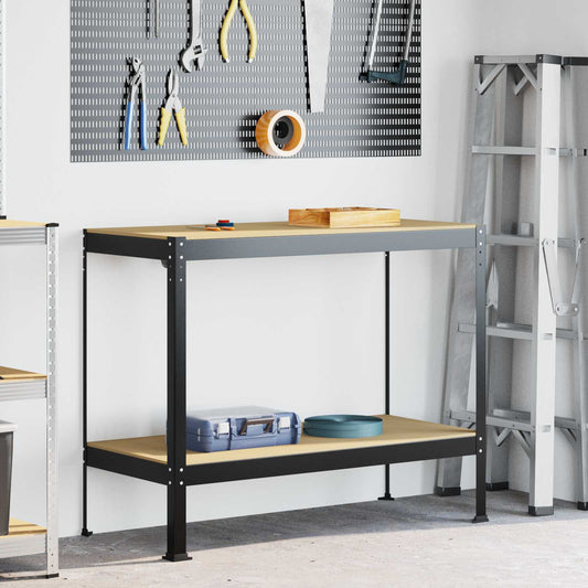 Workbench Black 115 x 55 x 91 cm Engineered Wood and Metal