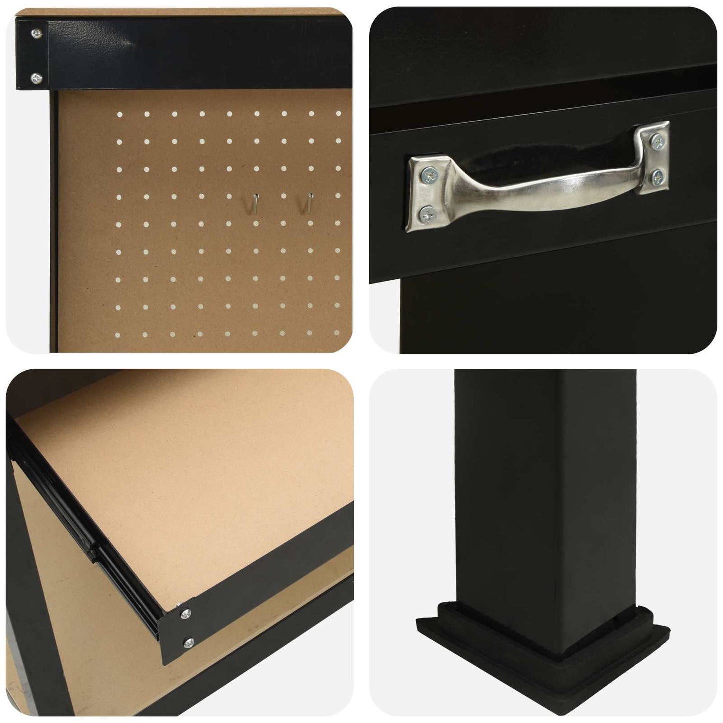 Workbench Black 81 x 41 x 145 cm Engineered Wood and Metal
