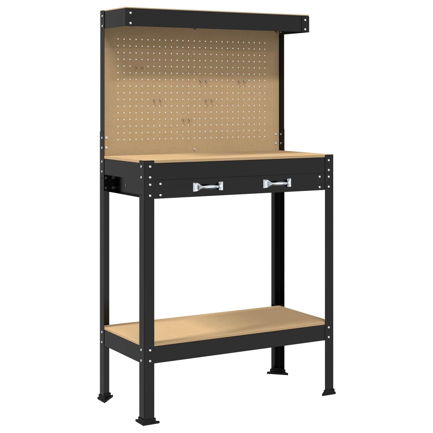 Workbench Black 81 x 41 x 145 cm Engineered Wood and Metal