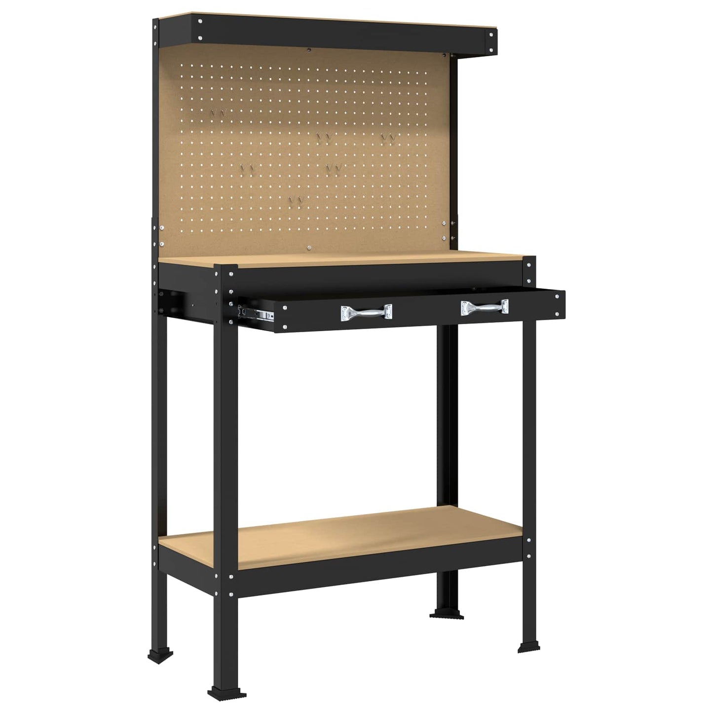 Workbench Black 81 x 41 x 145 cm Engineered Wood and Metal