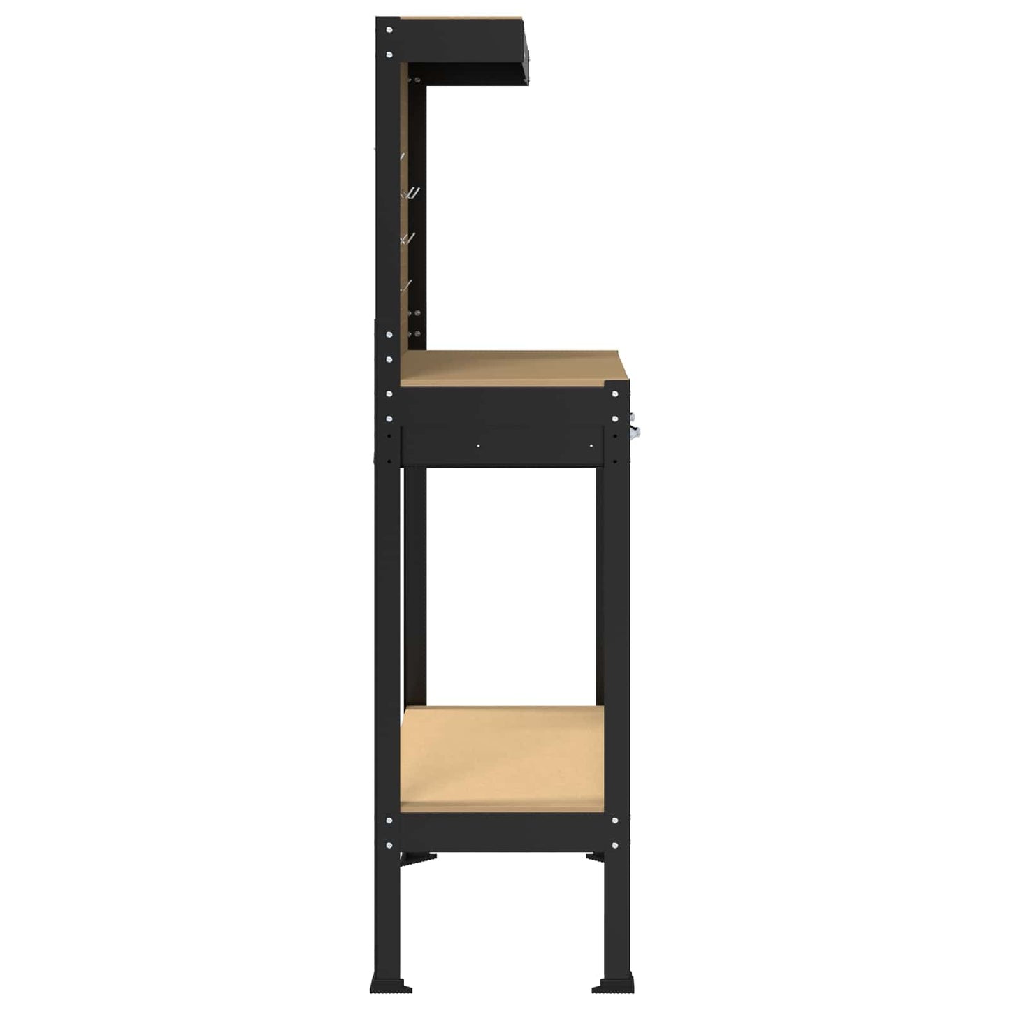Workbench Black 81 x 41 x 145 cm Engineered Wood and Metal