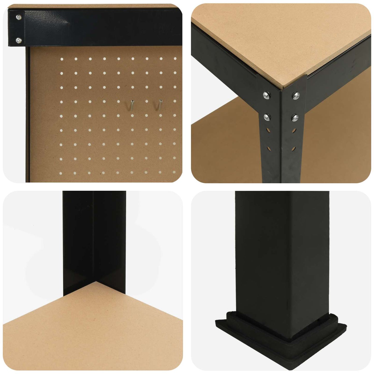 Workbench Black 81 x 41 x 145 cm Engineered Wood and Metal