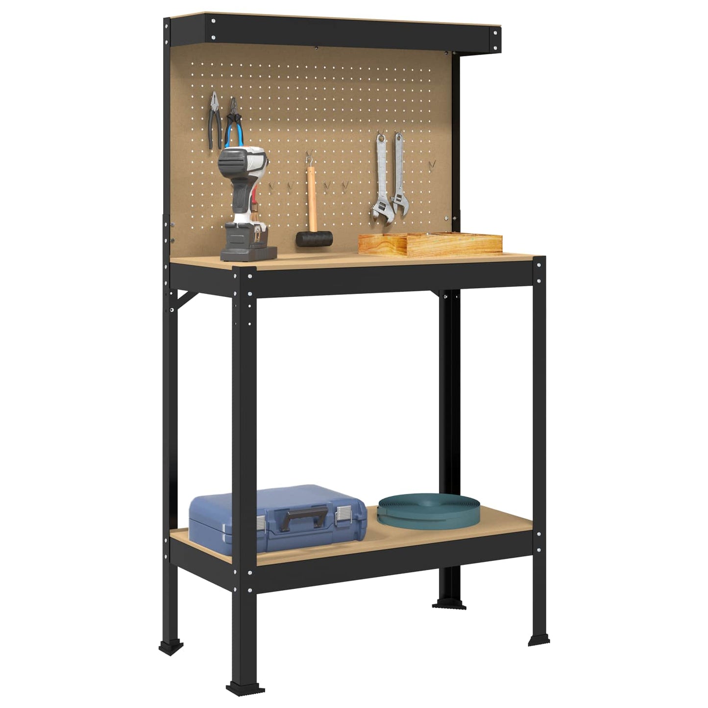 Workbench Black 81 x 41 x 145 cm Engineered Wood and Metal